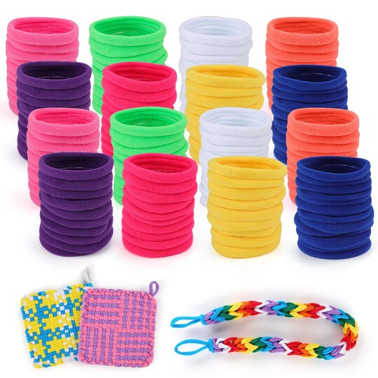 Weaving Loom Loop Refill,7 Inch 288 Pcs in 8 Vibrant Colors, Potholder Loops, Loom Refill Loops Craft for Kids
